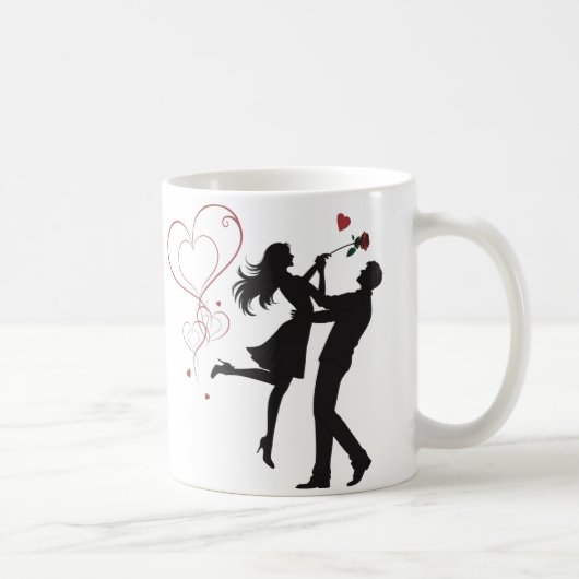 Romantic Couple Silhouette Love – Heart Valentine Koffiemok (Rechts)