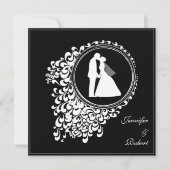 Romantic Couple Silhouette Wedding Invitation Kaart (Voorkant)