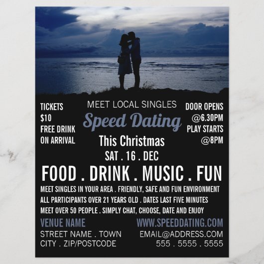 Romantic Couple, Speed Dating Event Adverteren Flyer (Voorkant)