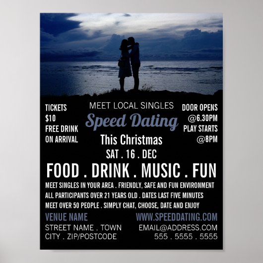 Romantic Couple, Speed Dating Event Adverteren Poster (Voorkant)
