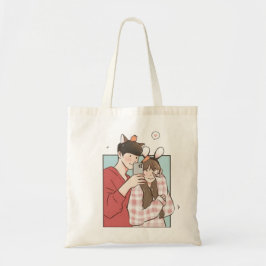 Romantic Couple Tote Bag Elegant Love Gift for Him