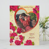 Romantic Couple Valentijn Heart en Rozen Kaart (Staand voorkant)