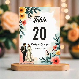Romantic Couple Watercolor Floral Summer Wedding Kaart