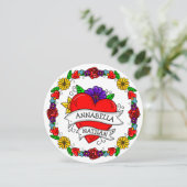 Romantic Couple's Gift | Kunst met Tattoo stijl Feestdagenkaart (Staand voorkant)