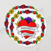 Romantic Couple's Gift | Kunst met Tattoo stijl Feestdagenkaart (Voorkant / Achterkant)