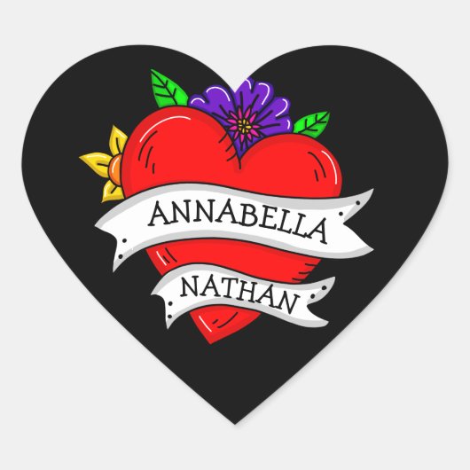 Romantic Couple's Gift | Kunst met Tattoo stijl Hart Sticker (Voorkant)