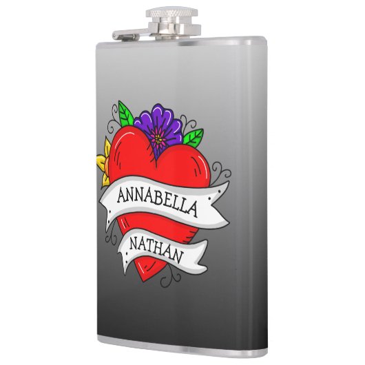 Romantic Couple's Gift | Kunst met Tattoo stijl Heupfles (Links)