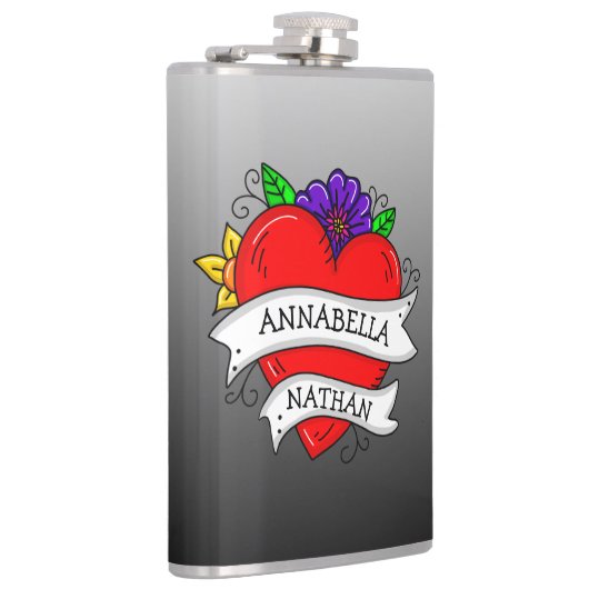 Romantic Couple's Gift | Kunst met Tattoo stijl Heupfles (Rechts)