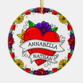 Romantic Couple's Gift | Kunst met Tattoo stijl Keramisch Ornament (Voorkant)