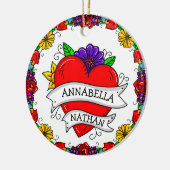 Romantic Couple's Gift | Kunst met Tattoo stijl Keramisch Ornament (Links)