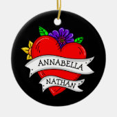 Romantic Couple's Gift | Kunst met Tattoo stijl Keramisch Ornament (Voorkant)