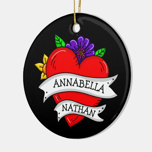 Romantic Couple's Gift | Kunst met Tattoo stijl Keramisch Ornament (Links)