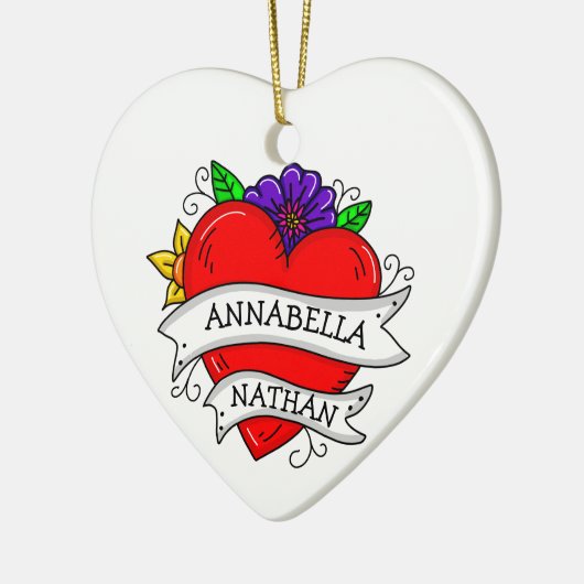 Romantic Couple's Gift | Kunst met Tattoo stijl Keramisch Ornament (Links)