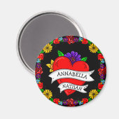 Romantic Couple's Gift | Kunst met Tattoo stijl Magneet (Voorkant / Achterkant)