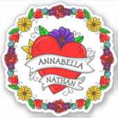 Romantic Couple's Gift | Kunst met Tattoo stijl Sticker (Voorkant)