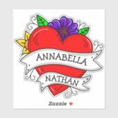 Romantic Couple's Gift | Kunst met Tattoo stijl Sticker (Vel)