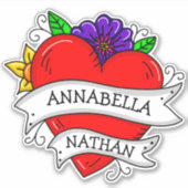 Romantic Couple's Gift | Kunst met Tattoo stijl Sticker (Voorkant)