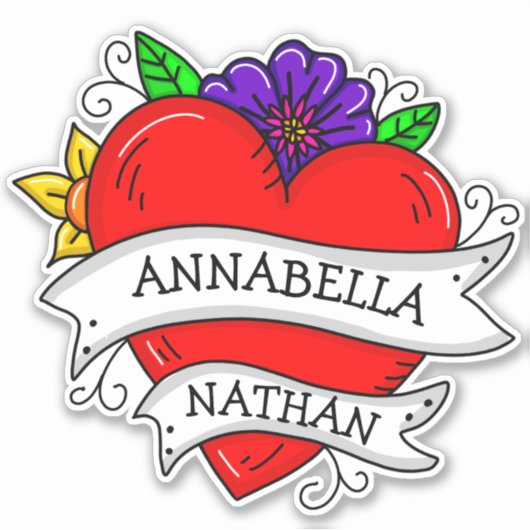 Romantic Couple's Gift | Kunst met Tattoo stijl Sticker (Voorkant)