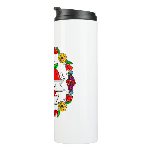 Romantic Couple's Gift | Kunst met Tattoo stijl Thermosbeker (Geroteerd rechts)