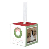 Romantic Couples Timeline Three Photo Christmas Decoratie (Voorkant hoekig)