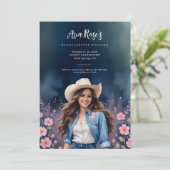 Romantic Cowgirl Pink Flowers Bachelorette Weekend Kaart (Staand voorkant)