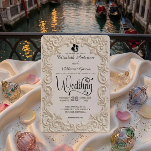 Romantic Cream And Charcoal Formal Calligraphy Kaart