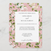 Romantic Cream Blush Pink Floral Wedding Kaart (Voorkant / Achterkant)