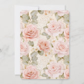 Romantic Cream Blush Pink Rose Floral Wedding Kaart (Achterkant)