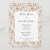 Romantic Cream Brown Floral Bridal Shower Kaart (Voorkant / Achterkant)
