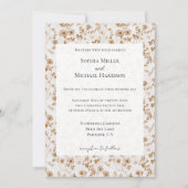 Romantic Cream Brown Floral Wedding Kaart (Voorkant)