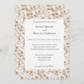 Romantic Cream Brown Floral Wedding Kaart (Voorkant / Achterkant)