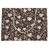 Romantic Cream Brown Hearts Bridal Shower Groot Cadeauzakje (Voorkant)