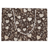 Romantic Cream Brown Hearts Bridal Shower Groot Cadeauzakje (Achterkant)