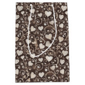 Romantic Cream Brown Hearts Bridal Shower Medium Cadeauzakje (Voorkant)