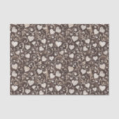 Romantic Cream Brown Hearts Bridal Shower Tissuepapier (Voorkant)