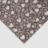 Romantic Cream Brown Hearts Bridal Shower Tissuepapier (Detail)