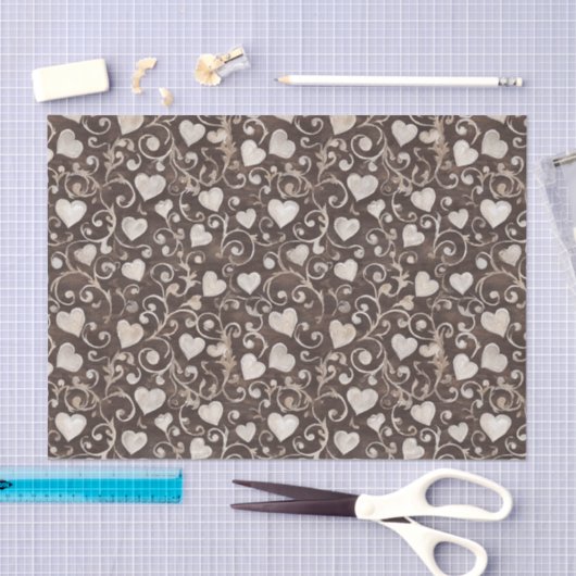 Romantic Cream Brown Hearts Bridal Shower Tissuepapier (Craft)