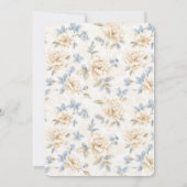 Romantic Cream Floral Blue Leaves Birthday Kaart (Achterkant)