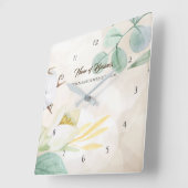 Romantic Cream Floral Elegant Website Boutique Vierkante Klok (Hoek)