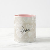 Romantic Cream Hearts Mok (Midden)