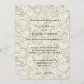 Romantic Cream Hearts Swirls Wedding Kaart (Voorkant / Achterkant)