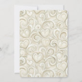 Romantic Cream Hearts Swirls Wedding Kaart (Achterkant)
