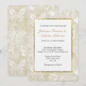 Romantic Cream Ivory Butterflies Hearts Wedding Kaart (Voorkant / Achterkant)