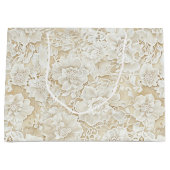 Romantic Cream Ivory Floral Wedding Groot Cadeauzakje (Voorkant)