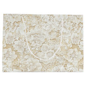 Romantic Cream Ivory Floral Wedding Groot Cadeauzakje (Achterkant)