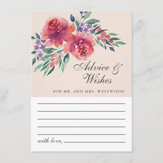 Romantic Cream Ivory Waterverf Floral Wedding Advieskaart (Voorkant)