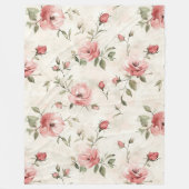 Romantic Cream Pink Roses Floral  Fleece Deken (Voorkant)