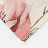 Romantic Cream Pink Roses Floral  Fleece Deken (Hoek)