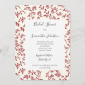 Romantic Cream Red Leaves Bridal Shower Kaart (Voorkant / Achterkant)