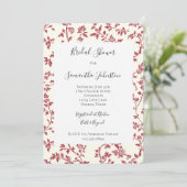 Romantic Cream Red Leaves Bridal Shower Kaart (Staand voorkant)